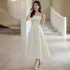 French high-end temperament satin champagne suspender skirt women summer birthday party wedding certificate dress dress women
