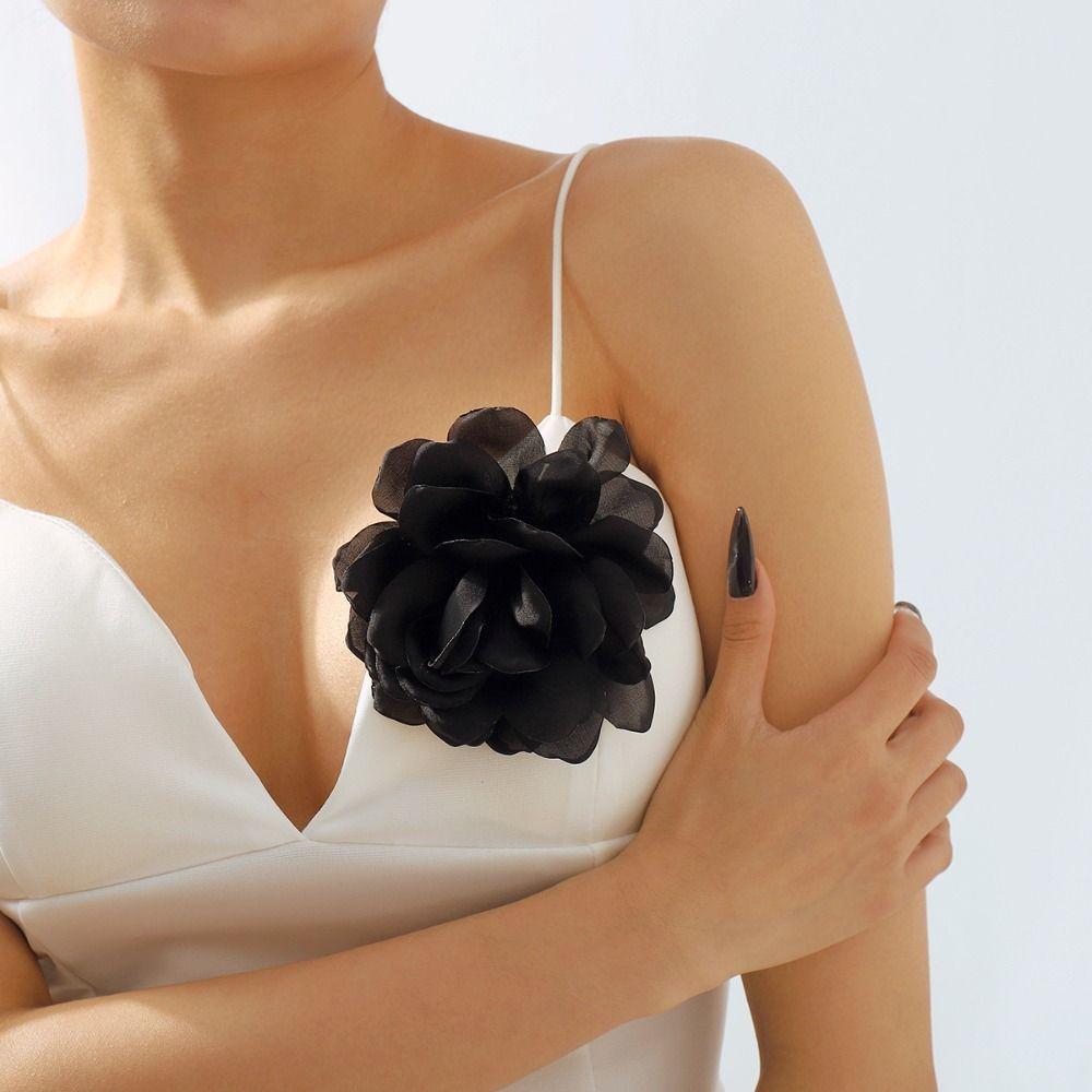 Vintage Fabric Rose Flower Pin-up Brooch Fashion 3D Flower Hair Pin New Romantic Rose Brooch