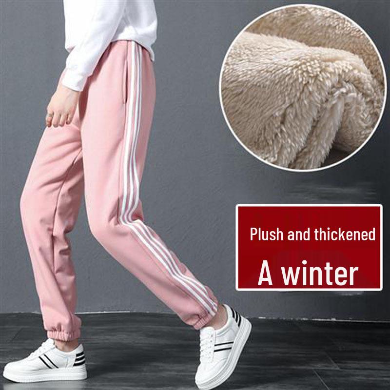 Autumn/Winter Thickened Velvet Lambskin Warm Cotton Harem Sports Pants