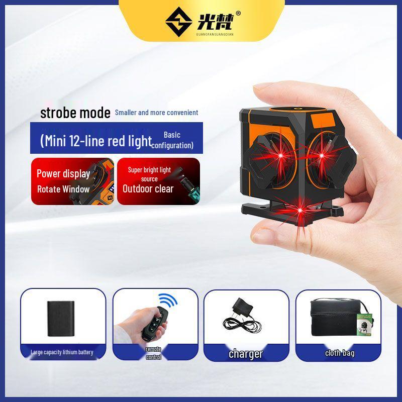 Mini High Precision Laser Level with 12 Red Light Lines and Automatic Wall Alignment
