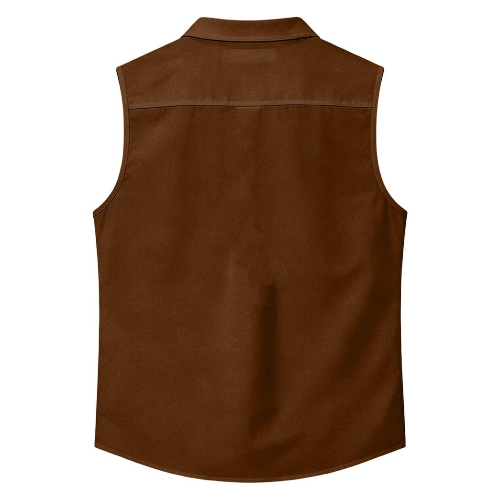 Men's Workwear Lapel Button-Down Vest Shirt - Lightweight Sleeveless Top