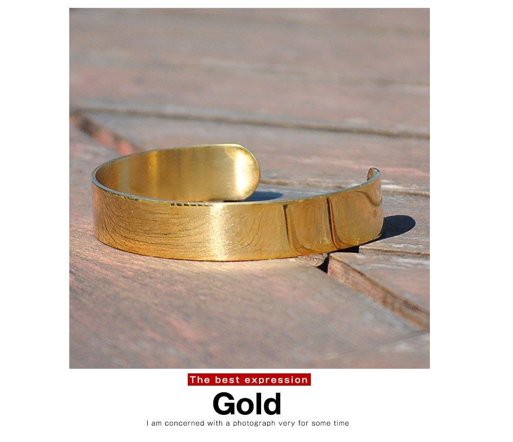 Schlichter breiter Armreif Messing Armband Unisex Silber Gold Revo. Herren (KOSTENLOS, Gold)