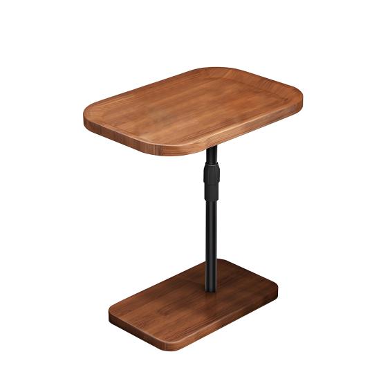 Tea Table C Shaped End Table, Adjustable Height Side for Couch, Night Stand with Bedside 2-Tier Storage Shelf, Living Room and Bedroom (Brown)
