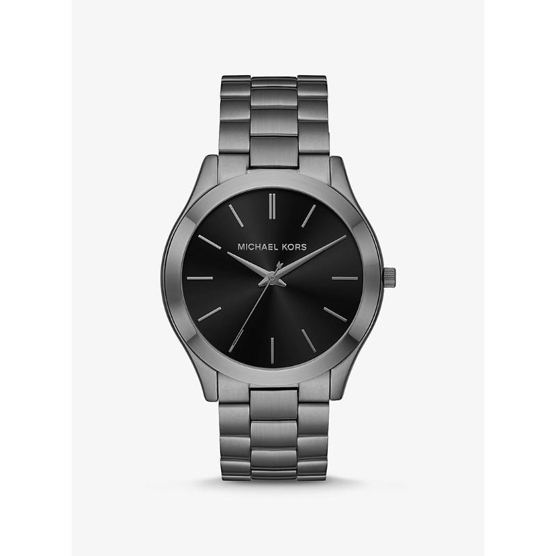 Michael Kors Oversized Slim Runway Gunmetal Watch And Jet Set Charm Leather Wallet Gift Set MK1044 чёрный