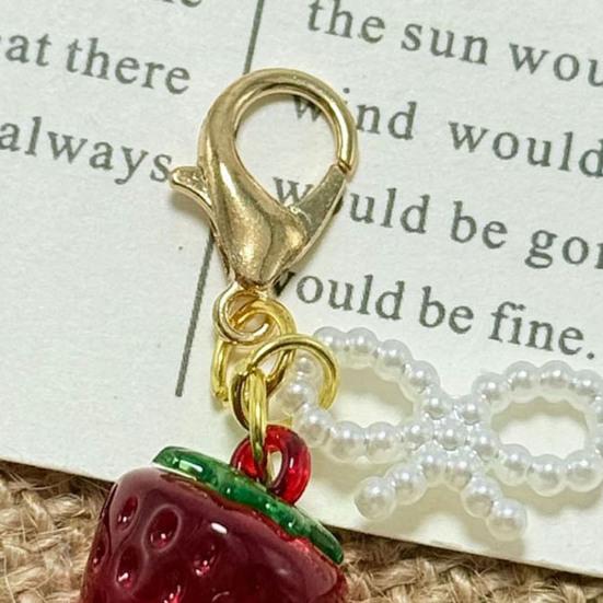 Keychain Pendant Bowknot Decor Simulated Fruit Design Key Chain with Universal Lobster Clasp Keys Bags Phones Accessory
