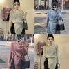 Hanbok Irregular Shine Thread Sun Protection Tshirt For Autumn Casual Women