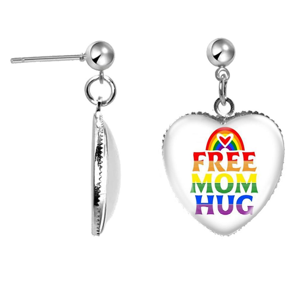 LGBT Kunst Homo Lesbische Trots Regenboog Hartvormige Glazen Cabochon Druppel Oorbellen Bedel Sieraden Voor Homoseksualiteit Meisjes Cadeau