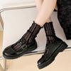 Summer Women Ultra Thin Floral Sexy Transparent Ice Glass Filament Long Tube Korean Lace Medium Tube  Socks Lolita Socks
