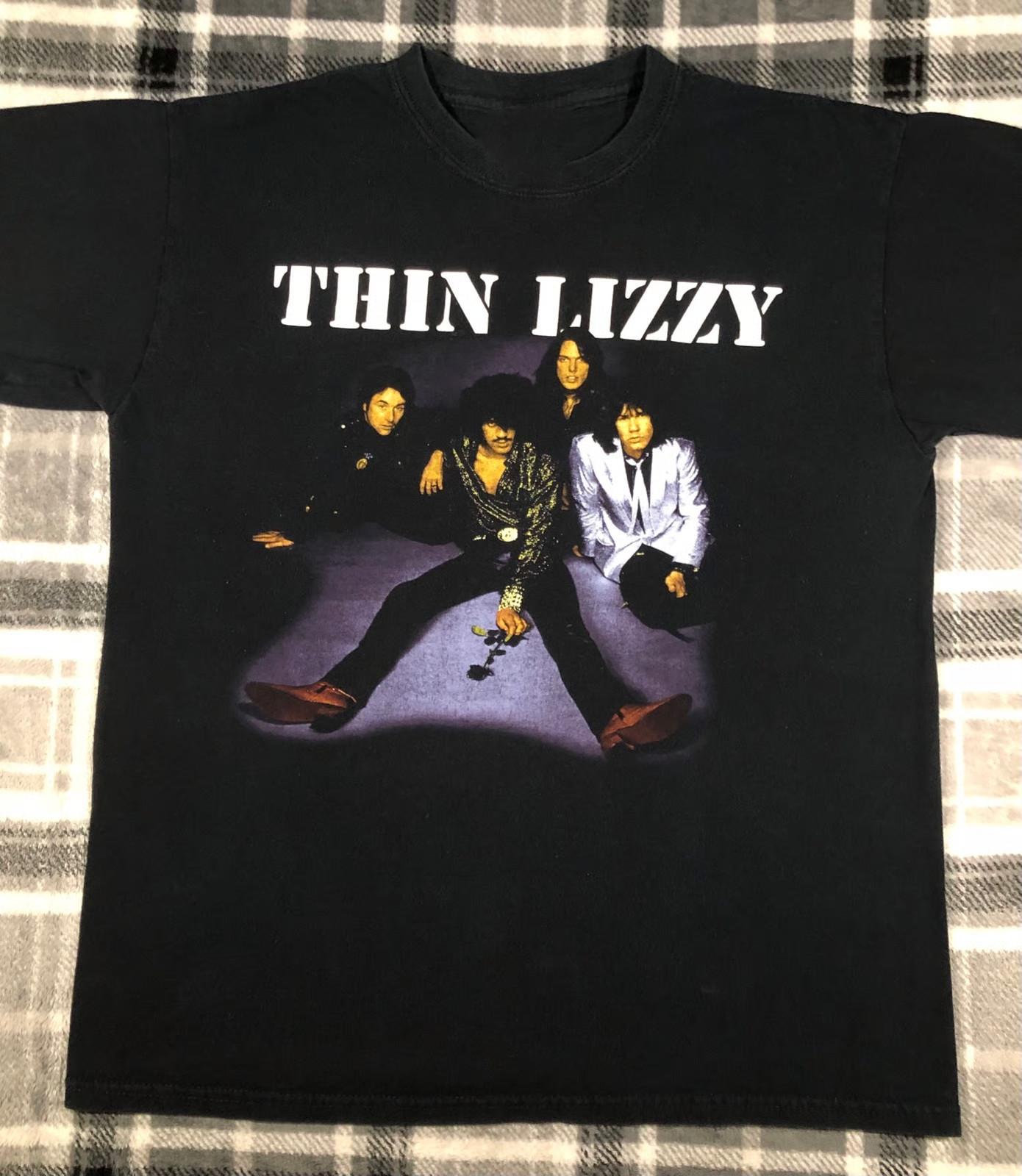 VTG Thin Lizzy - Irish Hard Rock Band Cotton Black T Shirt S-5XL BT563 M