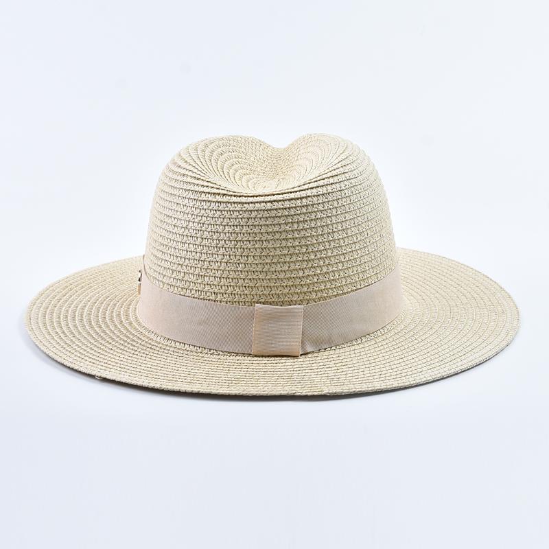 New Panama Soft Shaped Straw Hat for Women Men Summer Beach Sun Hats UV Protection Fedora Hat