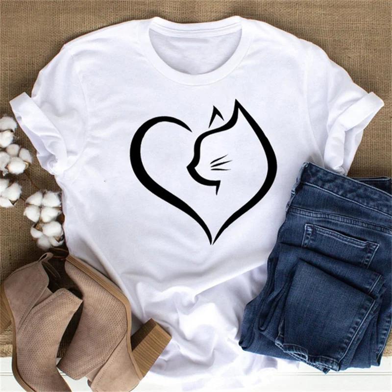 Maycaur Cute Paw Women T Shirt Fashion Cat MOM Printed Woman Tops Harajuku Punk O-neck Top Tee Black Shirt T Female T-shirt