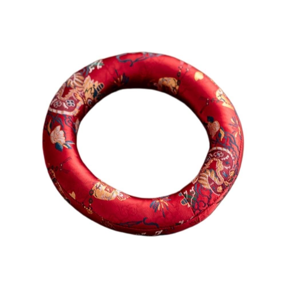Donut Shape Singing Bowl Mat Nepalese Wooden Fish Coaster Sound Copper Out Mat Meditation