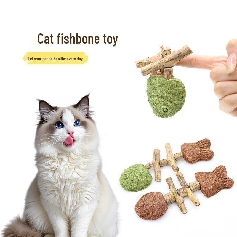 Catnip Fish Bone Chew Stick: Interactive Cat Teaser and Teeth Cleaner.