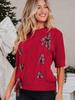Autumn 2025 Women's Fashion Pullover: Short-Sleeved Bow Tie Knit Top