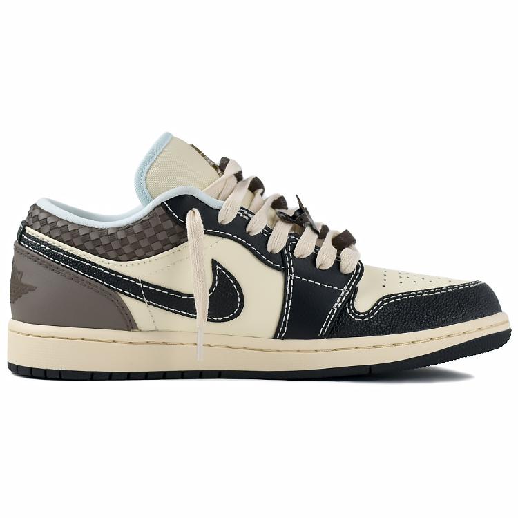 Jordan Air Jordan 1 Urban Slip Resistant Abrasion Resistant Low Top Vintage Basketball Shoes Men's Black Coffee Beige HQ3437-101(Team96-)