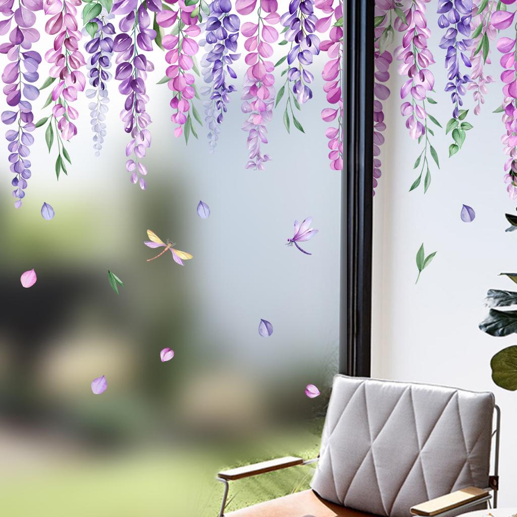 Plant Flowers Flower Glass Stickers Living Room Window Theme Decorative Wall Stickers Window Stickers