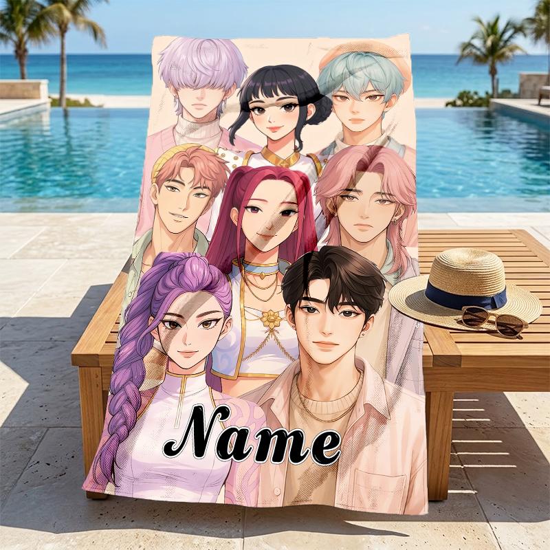 Custom Name Fantasy World Stylish Digital Printing Beach Towel Quick‑Drying Absorbent Blanket for Beach Pool Gym Travel
