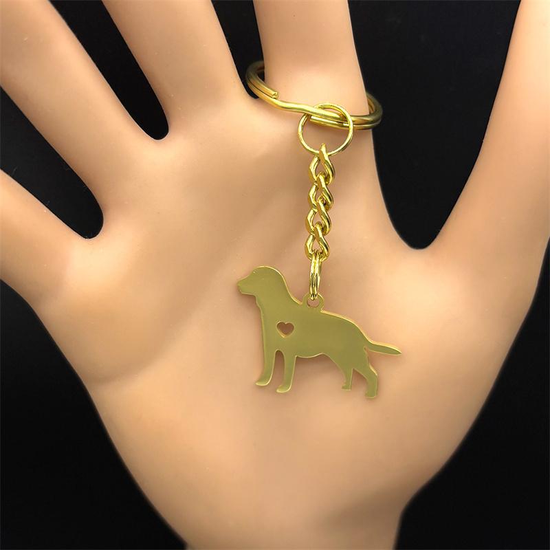 Süßer Hund Welpe Herz Labrador Schlüsselanhänger Damen Herren Edelstahl Gold Silber Farbe Tier Haustierliebhaber Familie Schlüsselhalter Schmuck