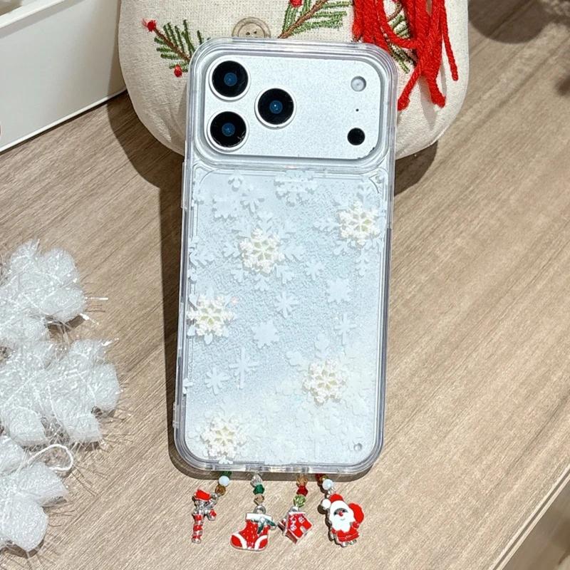 Autumn Winter Dreamy Quicksand Case Sequin Glitter Powder Christmas Pendant Cover For For Iphone 17 16 1 14 13 12 11 Plus Pro Max