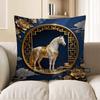 2D Elegant White Horse With Gold Accents Pillow Cover Pattern Cushion Cover Suitable For Sofa Bedroom Car Pillow Cover