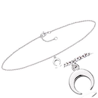 [Q8222] - Silver Ankle Chain 'Luna' Silver (rhodium Plated) - 25 Cm 8x8 Mm