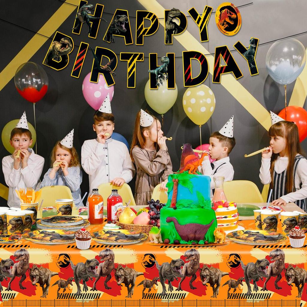 Dinosaur Birthday Party Supplies, 127pcs Dinosaur Party Decorations Tableware Set