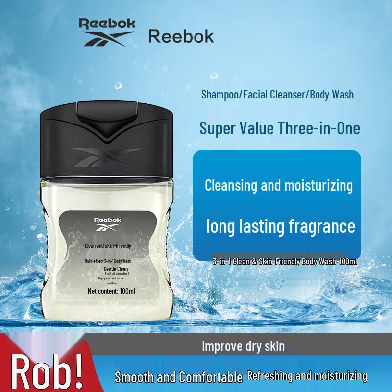 Reebok Men's Clean & Fresh 3-in-1 Body Wash Travel Set (3x100ml)
