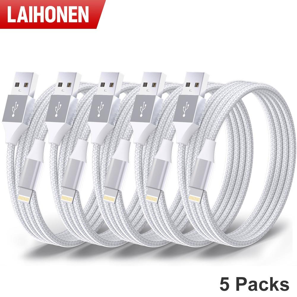

LAIHONEN MFi Certified Fast Charging IPhone Charger Cables Nylon Braided 5PCS Cable Data Wire Cord For iPhone 14 13 12 11 2M
