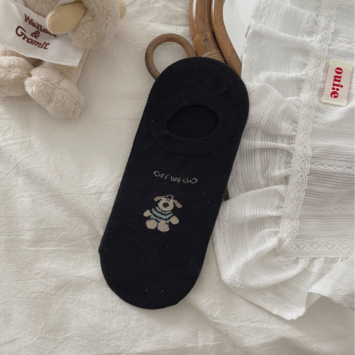 

Shallow-mouth Silicone Anti-slip and Non-dropping, Cute Airplane Dog Socks, Women s Invisible Socks, Thin Summer Cartoon Boneless Boat Socks 1 pair чорний