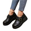 Women's Platform Loafers with Round Toe and Buckle Strap Slip-On Design Comfortable Thick Sole Casual Shoes for Daily Wear