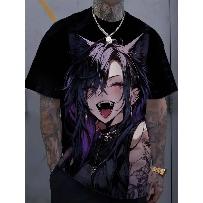 

3D Printed Cool Girl T-Shirt For Men Cute Monster Pattern T-Shirts Summer Loose Women Short Sleeve Tees Round Neck Sportwear Top S