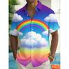 Rainbow Graphic Men's Hawaiian Shirt 3D Print Casual Short Sleeve Button Down Summer New Men Women Harajuku Colorful Shirt Tops