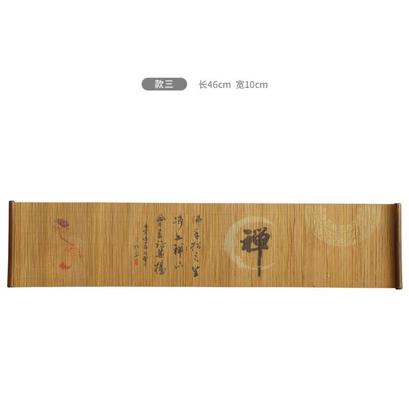 Waterproof Small Size Bamboo Weaving Tea Mat Heat Insulation Cup Mat Zen Style Print Tea Ceremony Accessories Chinese Style