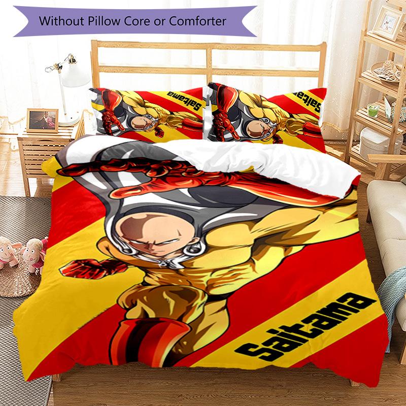 Saitama 3pcs Bedding Set Duvet Cover Closure Includes 1 Duvet Cover & 2 Pillowcases for All Seasons Bedroom Home Dorm Decor