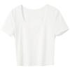 Women's Solid Color Square Neck Slim Fit Cropped T-Shirt