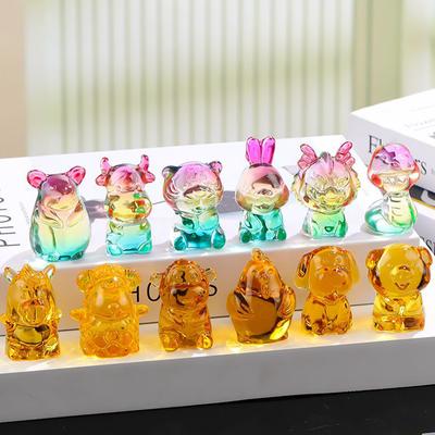 Kristall Mini Zwölf Tierkreiszeichen Ornamente Niedliches Kleines Tier Modell Maus Ochse Tiger Hase Drache Schlange Schreibtisch Dekoration Wohnkultur Geschenke