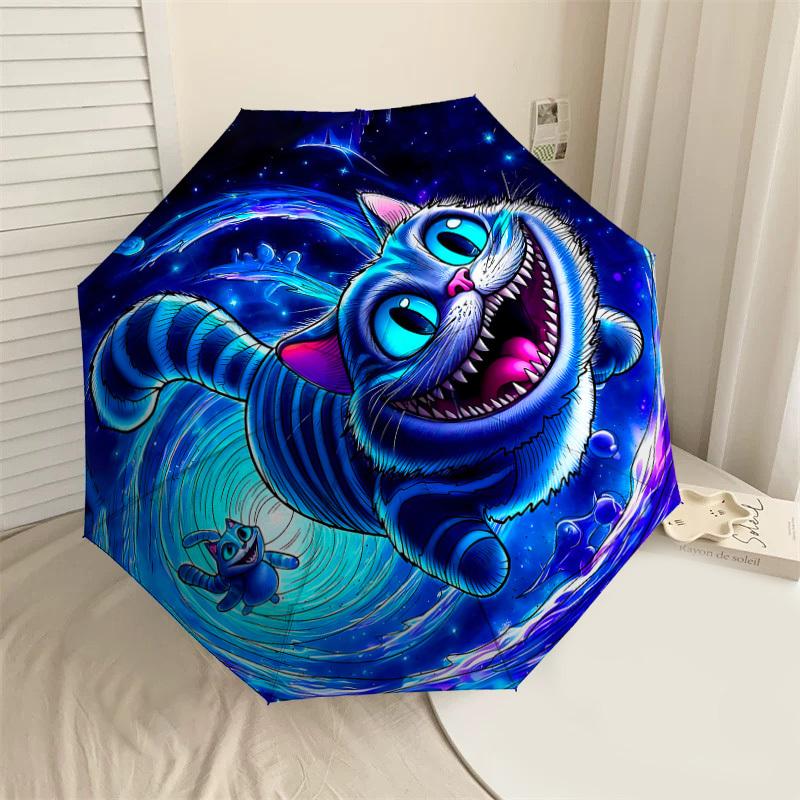 

1PC space cat Automatic Open/Close Umbrella with Windproof, 8-Rib Sturdy Canopy, Durable Ribs, Fashionable Design, Outdoor Accessory, Fun Prin, Holida