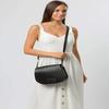 Noora Solid  Black Leather Sling Bag for Women