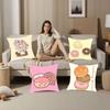 Cartoon D-Donuts Pillow Case  Anti-dustmite Pillowcase Invisible Zipper Silky Short Plush Sofa Cushion Cover