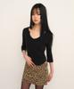 Kyuliti C 90S Line Slit Neck T-Shirt_Black