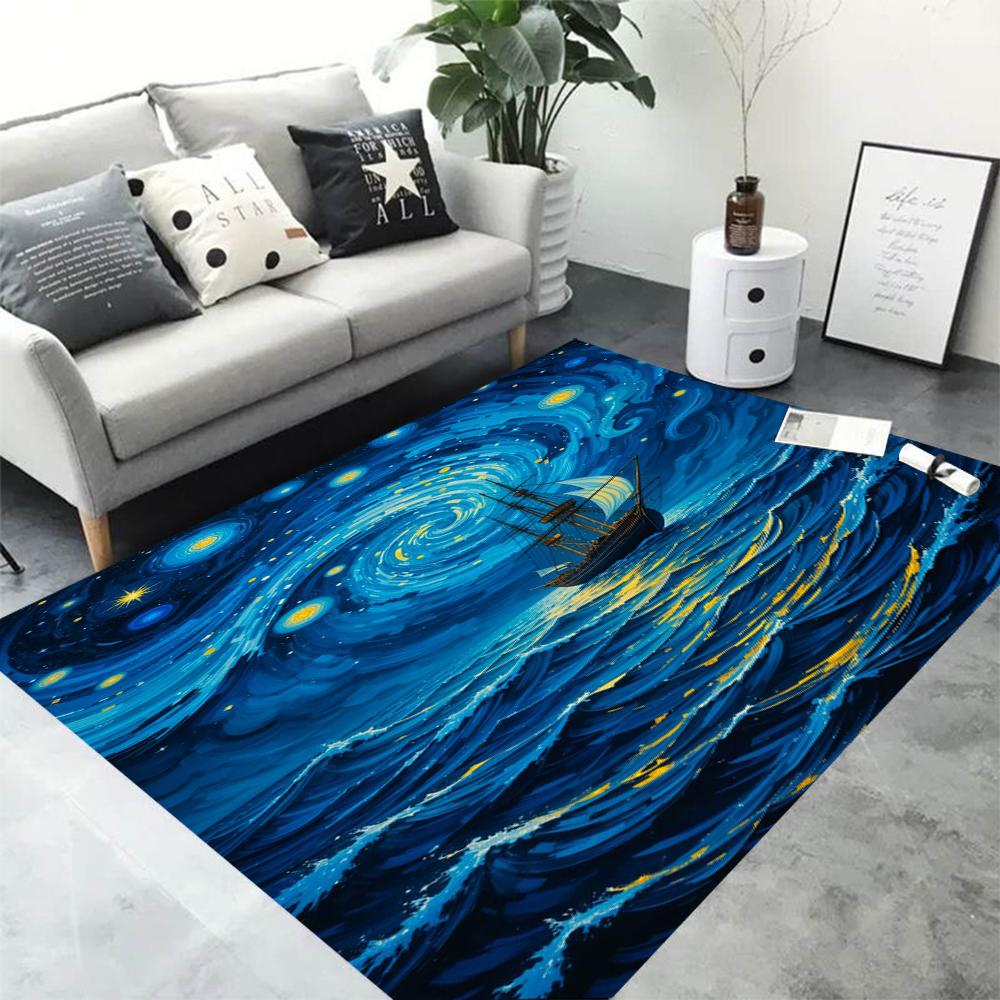 Van Gogh Sunflowers Carpet Artistic Floral Design Impressionist Style Area Rug for Living Room Decor