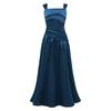 Robe de Soirée Satinée Fleurie pour Fille Sans Manches Corsage Froncé Taille Basse Asymétrique Robe Coupe A Ligne Fente Latérale pour Mariage Baptême