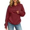 New Women's Zipper Pet Pocket Sweater Hooded Loose Long Sleeve Warm, Fleece Shirt