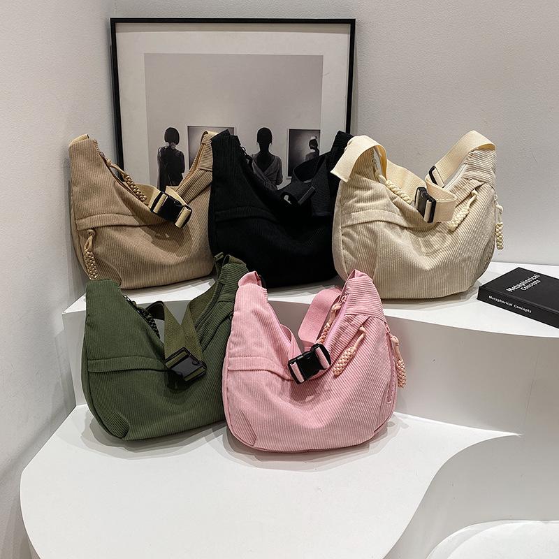 Gestreifte frische große Kapazität neue Kord lässige literarische einzelne Schulter Messenger Damen Tasche