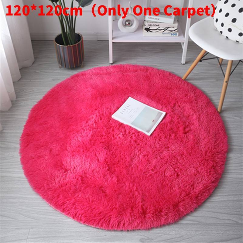 Round Rug For Living Room With Silk Wool Material And Tie Dye Pattern For Home Decor