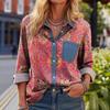 2026 Fashionable Versatile Printed Patchwork Women's Casual Long Sleeve Shirt 2026 Spring New Style