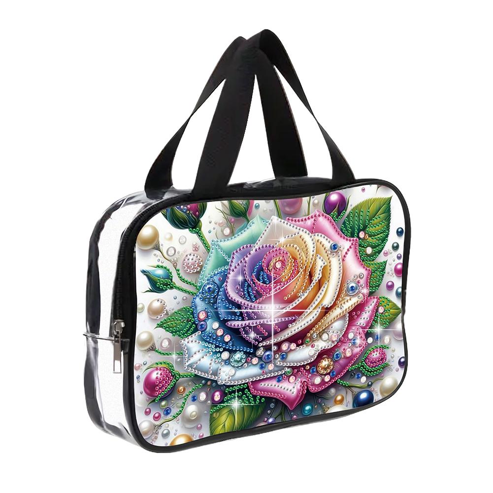 DIY Diamond Art Crystal Rhinestone Cosmetic Bag Zipper Closure 5D Diamond Painting PVC Pouch Large Capacity for Home Decor Gift