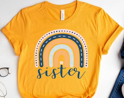 Sister Rainbow Shirt, Family T-shirt, Siblings Tshirt, Promoted To Big Sister Shirt, Sisterhood Shirt, Gift For Her