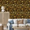 Golden Hibiscus Ochre Wallpaper, Subtle Detail for Living Room and Bedroom 50x1000