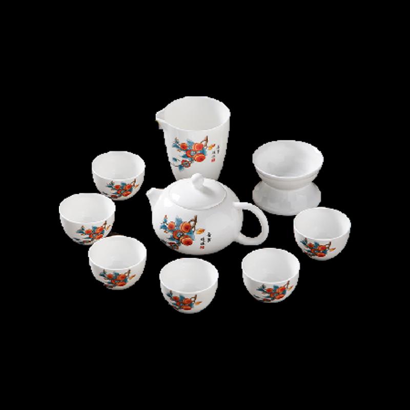 GRACEKOO Mutton Fat Jade Porcelain Tea Set